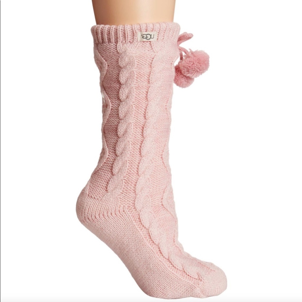NWT UGG POM POM FLEECE LINED CREW SOCK